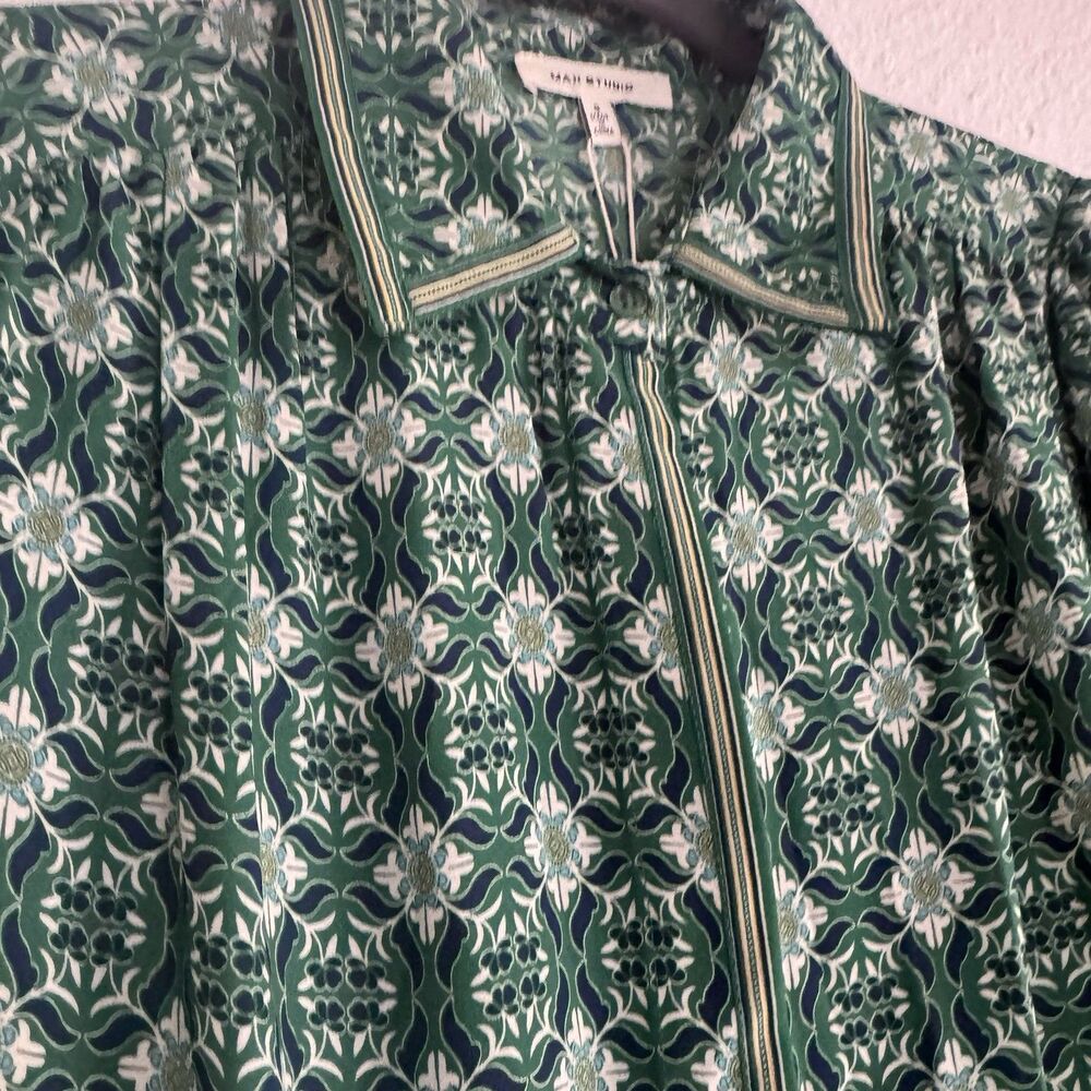 NWT Max Studio Maxi Dress Green Bohemian Farmhouse Modest Festival Sz S MSRP$148 - Picture 9 of 16